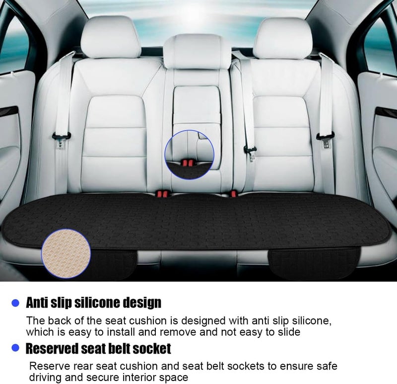 Osilly Car Back Seat Cover, Anti-Slip Long Vehicle Rear Bench Protectors with Storage Pocket, Breathable Comfortable Auto Interior Seating Bottom Protection Accessories, Universal Fit (Black) - Image 3